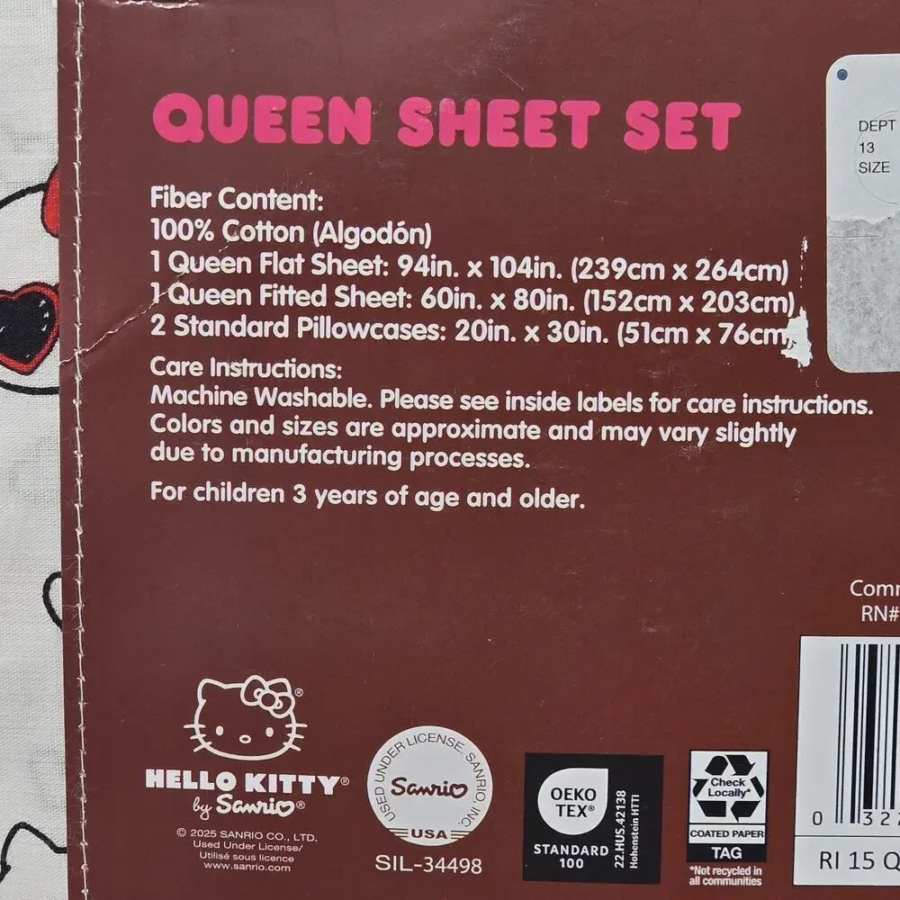 4 piece Sanrio Hello Kitty & Friends Sprinkles & Hearts Queen Sheet Set NEW